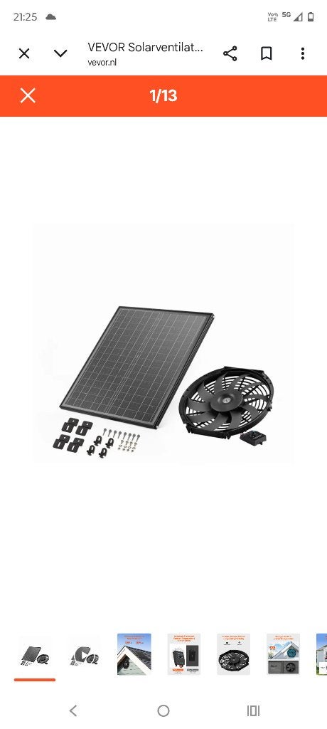 Afzuigventilator  met zonnepaneel en themorstaat, Doe-het-zelf en Bouw, Ventilatie en Afzuiging, Ophalen, Nieuw, Afzuiger