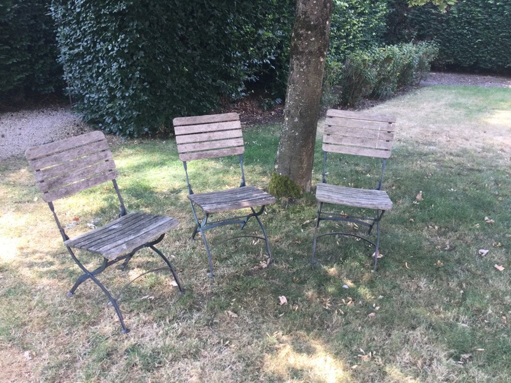 3 chaises de jardin décoratives anciennes, Enlèvement, Utilisé, Bois