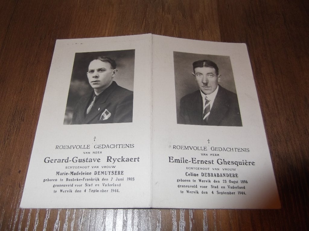 bidprentje overleden voor stad en vaderland 4 sept. 1944, Ophalen of Verzenden, Bidprentje