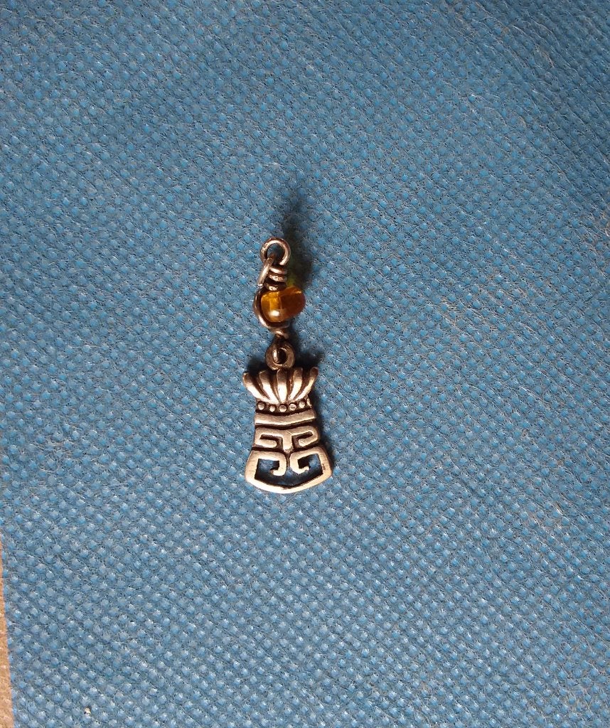 Kleine hanger van zilver en amber, Ophalen of Verzenden, Zilver, Zilver