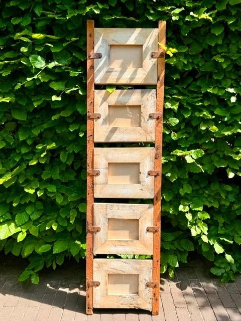 Houten fotokader voor 5 foto’s, Ophalen, Zo goed als nieuw