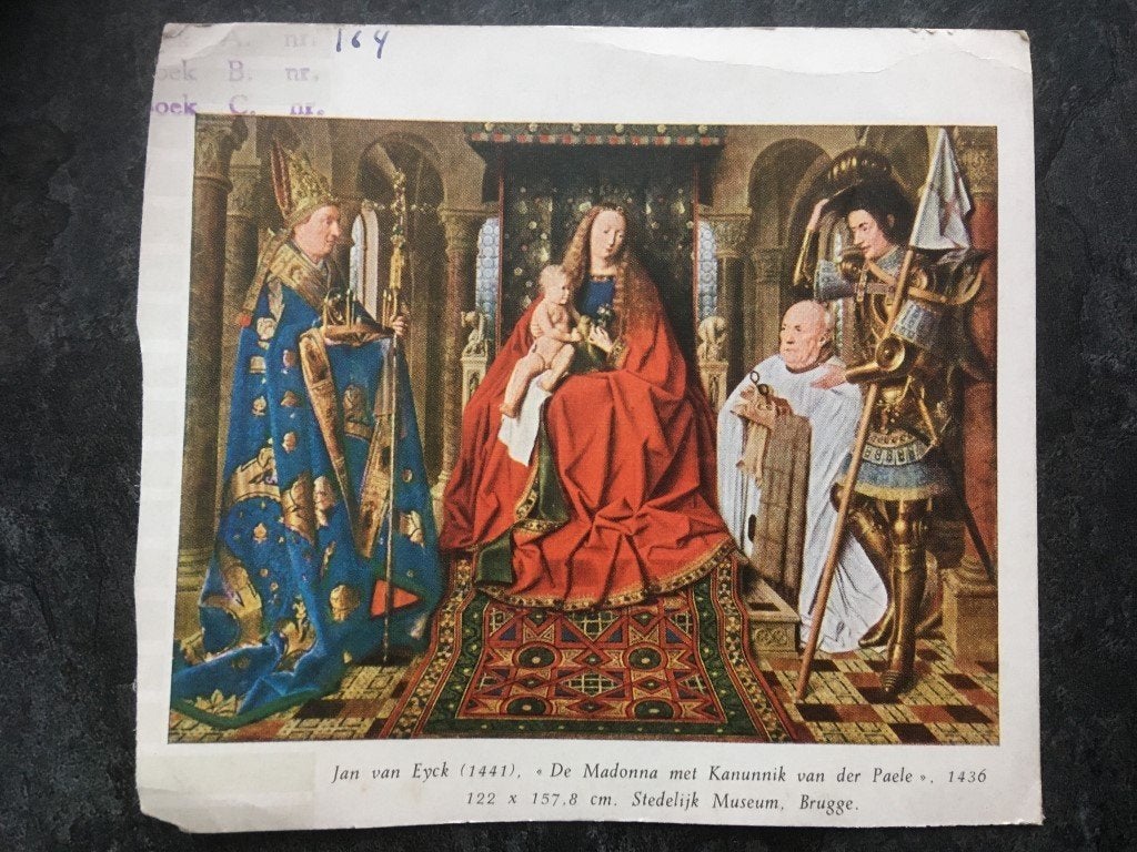 Imprimer Jan Van Eyck - (1441) la Vierge le chanoine Paele, Antiquités & Art, Enlèvement ou Envoi, Estampe