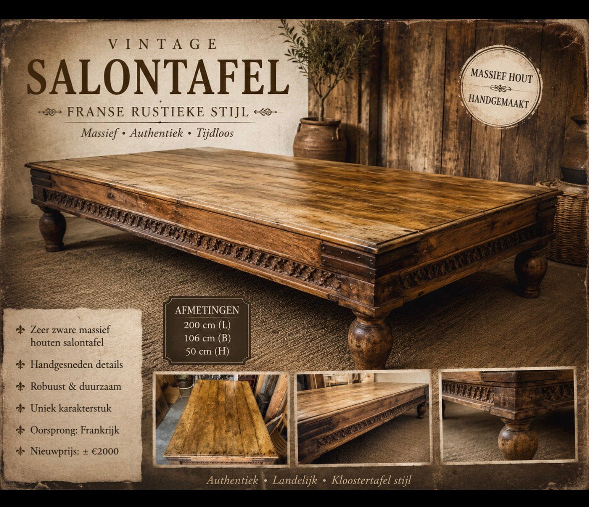 Rustieke salontafel, Enlèvement, Comme neuf