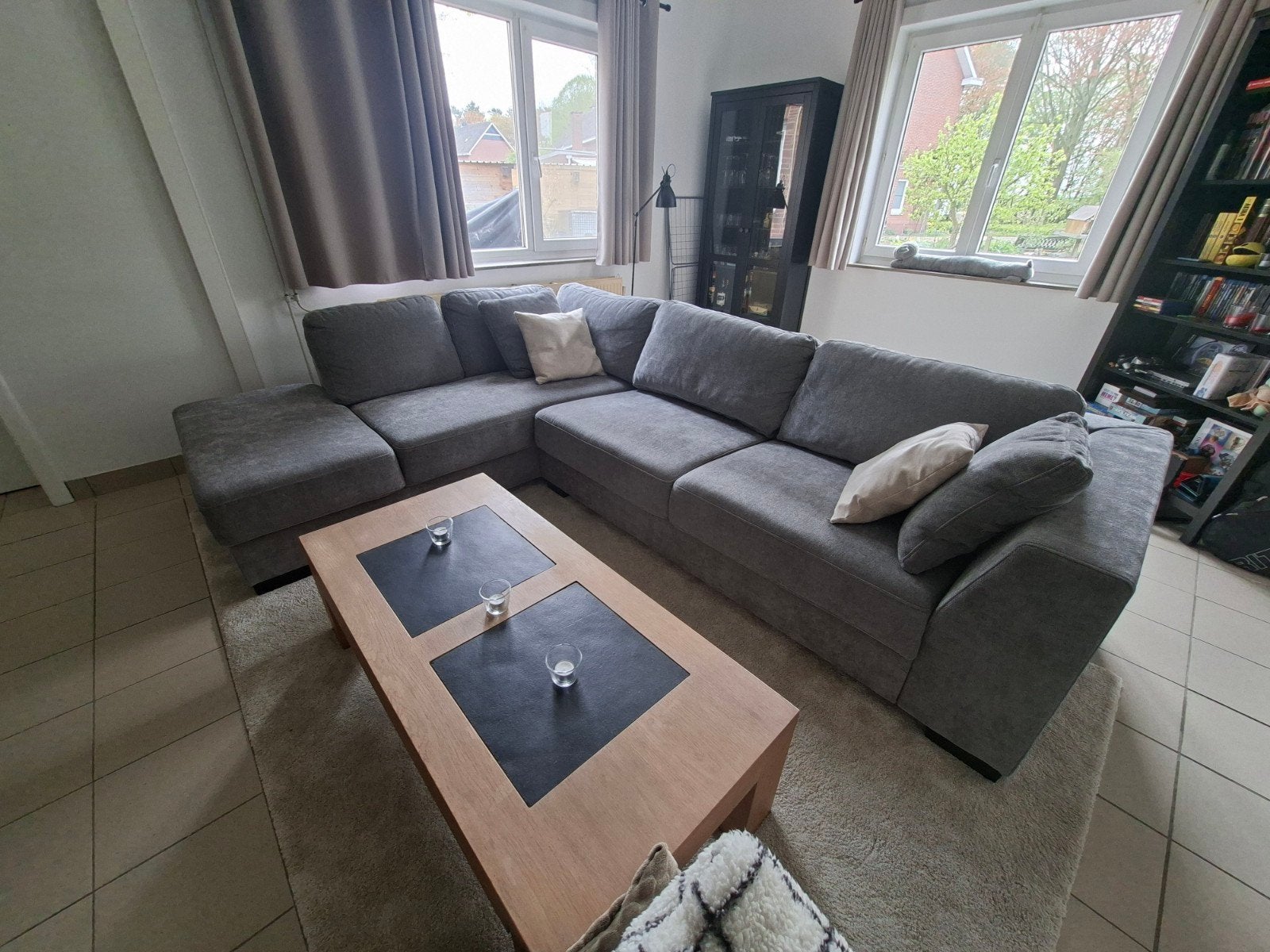 Hoeksalon zetel sofa zo goed als nieuw! - MOET NU WEG!, Ophalen, Stof