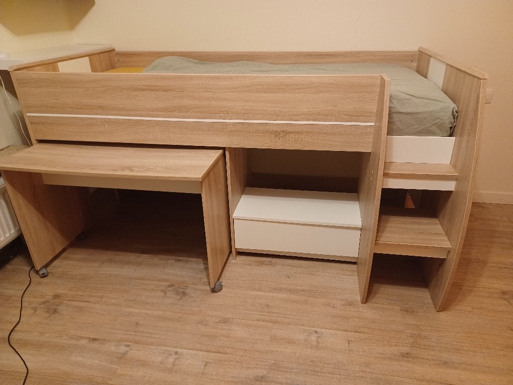 Kinderbed - Halfhoogslaper Switch met uitschuifbaar bureau, Ophalen, Gebruikt, Halfhoogslaper