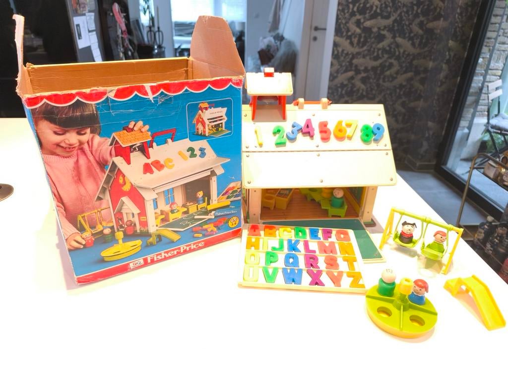 Fisher Price - Vintage School compleet met doos, Ophalen of Verzenden, Gebruikt, Speelset