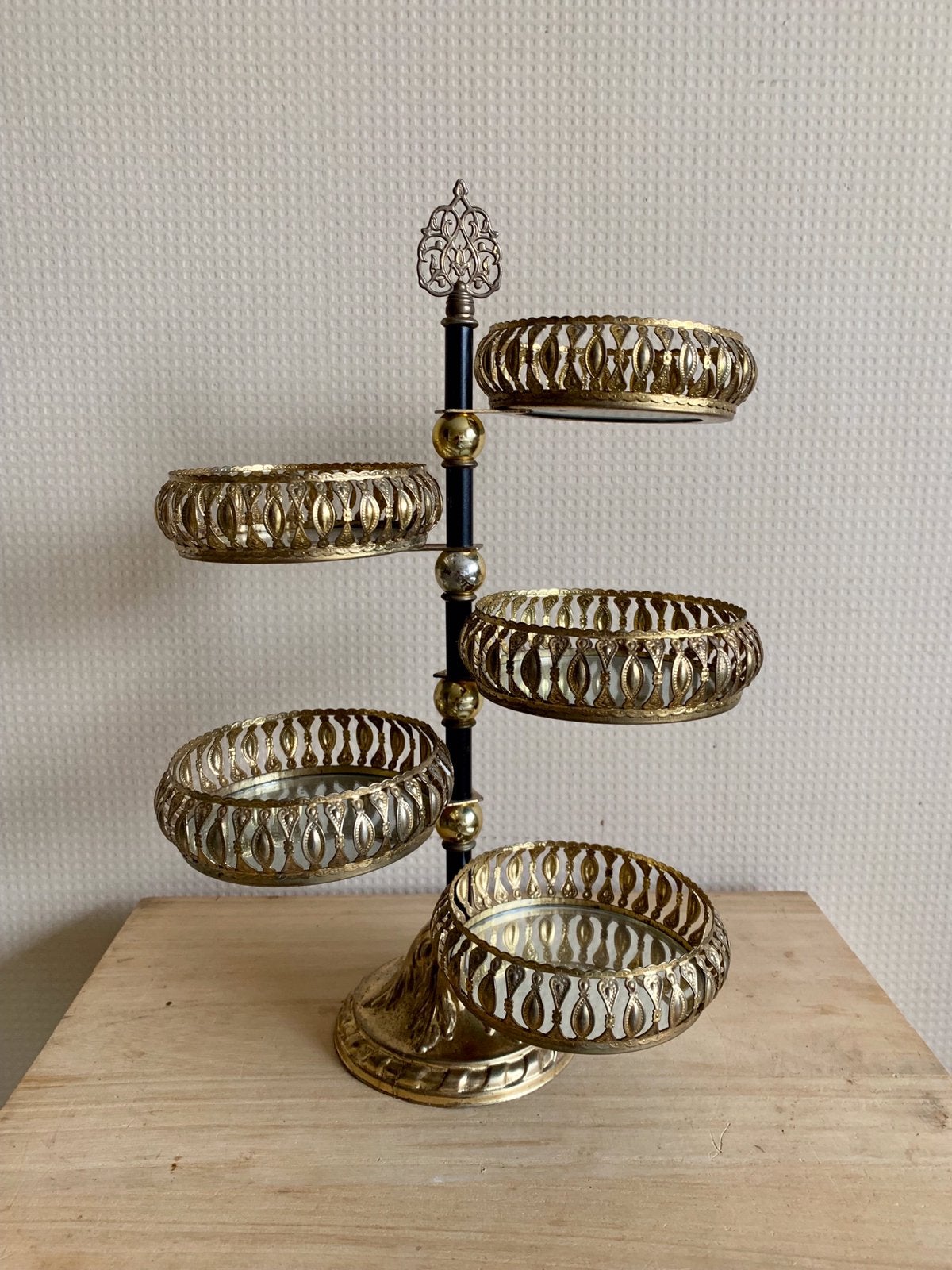 Étagère décorative vintage en laiton, Enlèvement ou Envoi, Utilisé, Pivotant