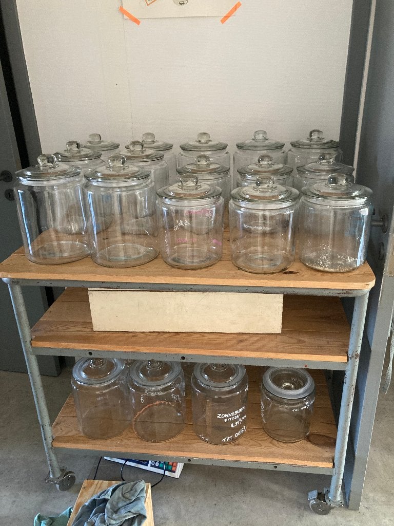 Glazen Voorraadpotten 6,3 L en 3,8 L, Ophalen, Glas, Zo goed als nieuw, Voorraadpot