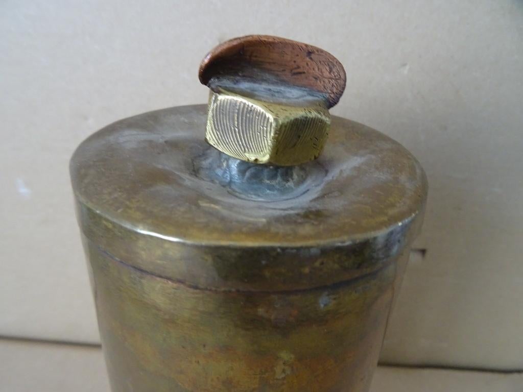 Koperen kruik warmwaterkruik bedkruik van granaathuls 25cm, Ophalen of Verzenden