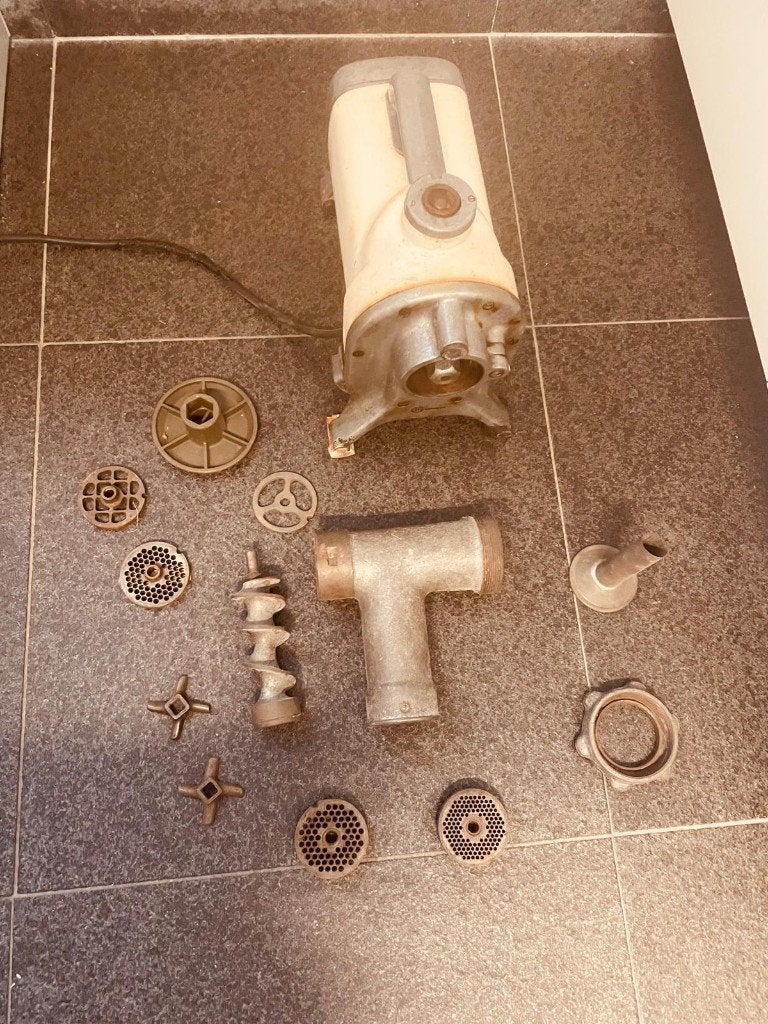 Vintage Bauknecht A2 vleesmolen  compleet met onderdelen, Ophalen, Gebruikt