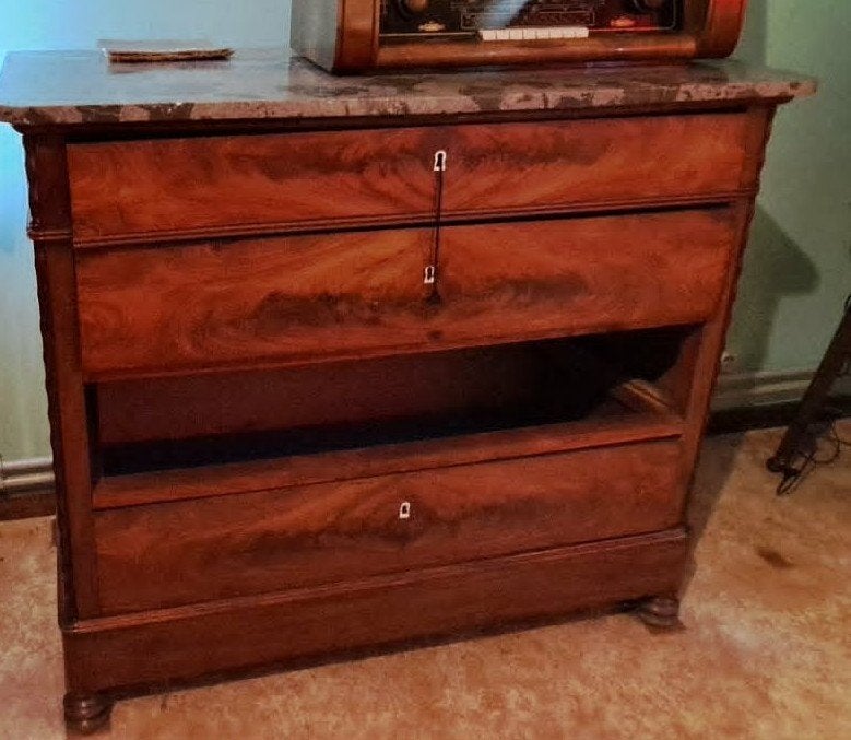 oude commode met marmeren blad, Enlèvement, Utilisé