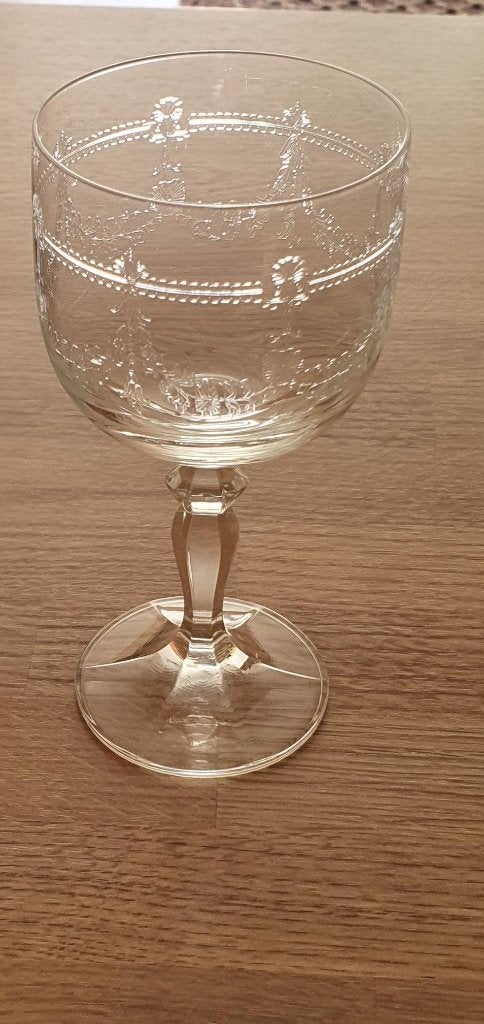 Wijnglazen/portoglazen antiek kristal - set 6 stuks, Enlèvement ou Envoi