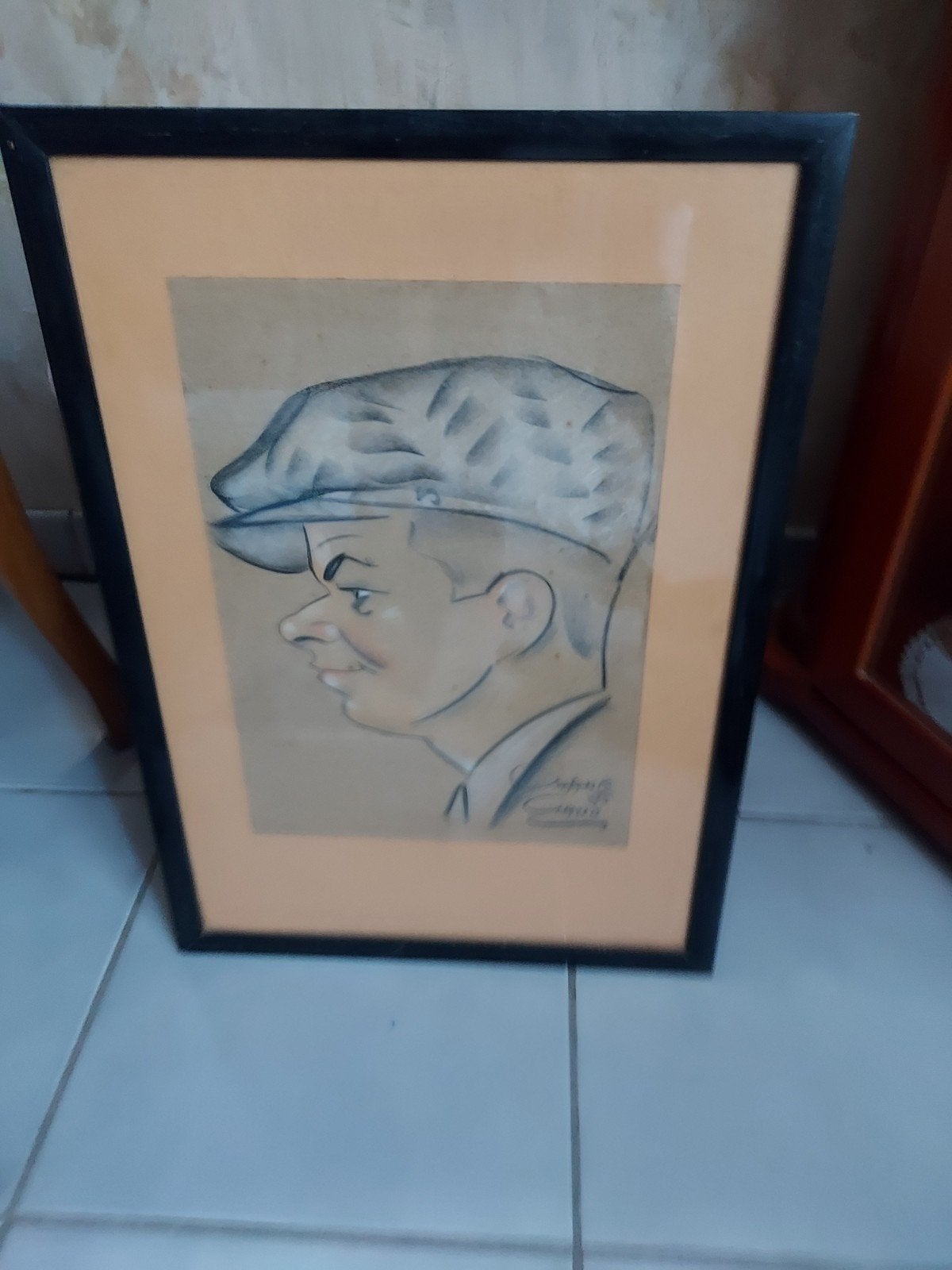 karikatuur, Antiek en Kunst, Ophalen, Tekening, Houtskooltekening, Gesigneerd
