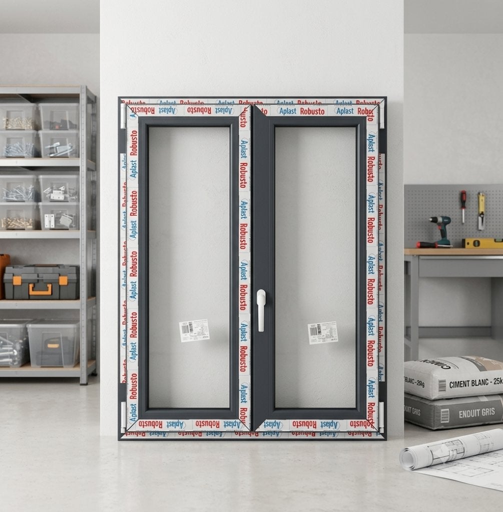 Nieuw antraciet PVC draai-kiepframe (100x120 cm), Kunststof, Raamkozijn, Nieuw, Inclusief glas