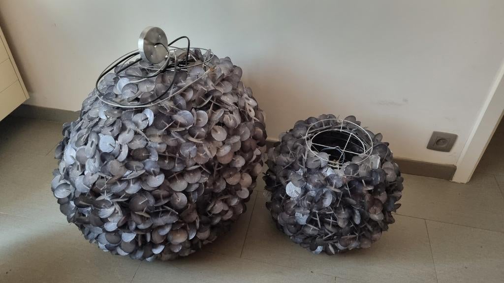 Plafondlampen in schelp uitvoering, Enlèvement, Utilisé, Autres matériaux, Vintage