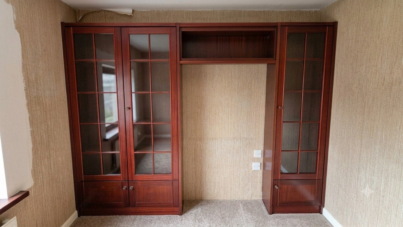 Grote mahonie vintage boekenkast met glasdeuren., Huis en Inrichting, Kasten | Wandmeubels, Ophalen, Glas, 150 tot 200 cm, 200 tot 250 cm