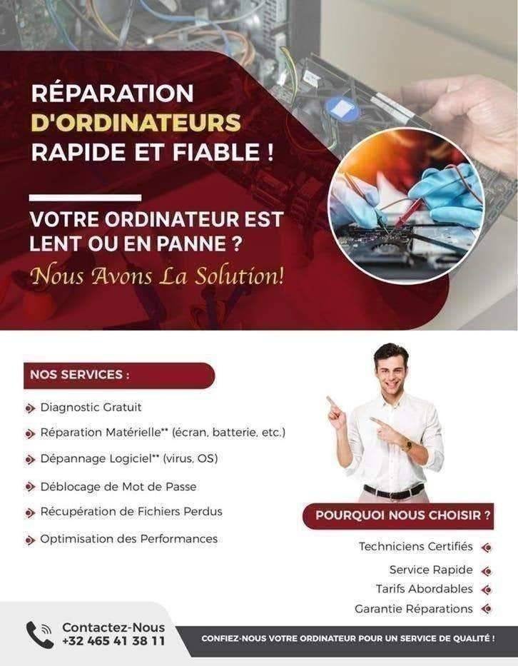 Reparatie van PC-computers - Toren en laptop - Brussel |, Computers en Software, Ophalen of Verzenden