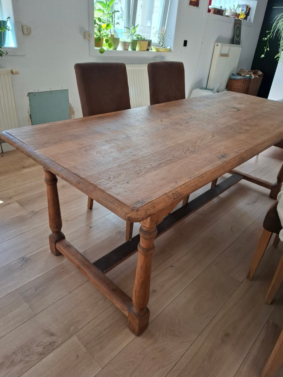 massief eiken kloostertafel, Ophalen, Gebruikt, Eikenhout, Landelijk