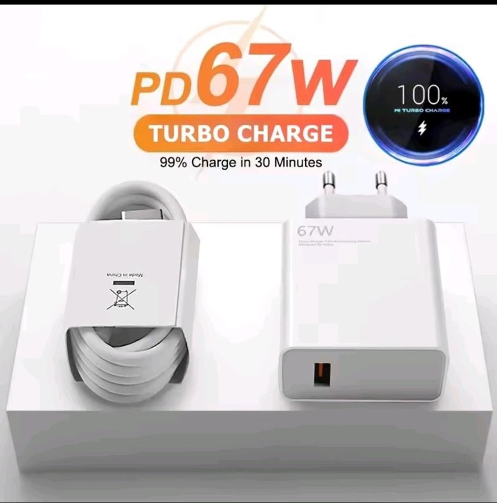 Xiaomi.Redmi.Samsung.iPhone 67W USB-snellader, Telecommunicatie, Mobiele telefoons | Telefoon-opladers, Nieuw, Samsung, Ophalen of Verzenden
