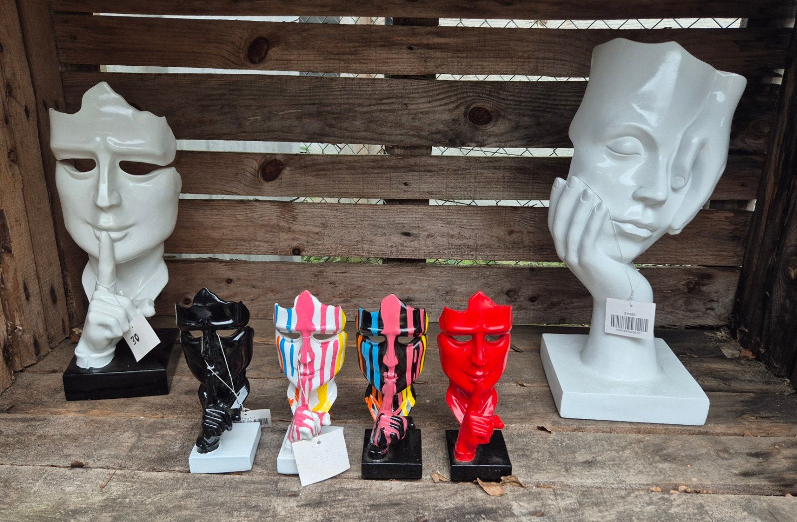 polyester gezichten/ stilzwijgen, Ophalen of Verzenden, Nieuw, Kunststof, Mensenbeeld