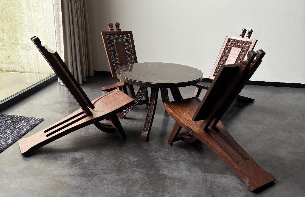 Afrikaanse lepelstoelen met tafel, Antiek en Kunst, Ophalen