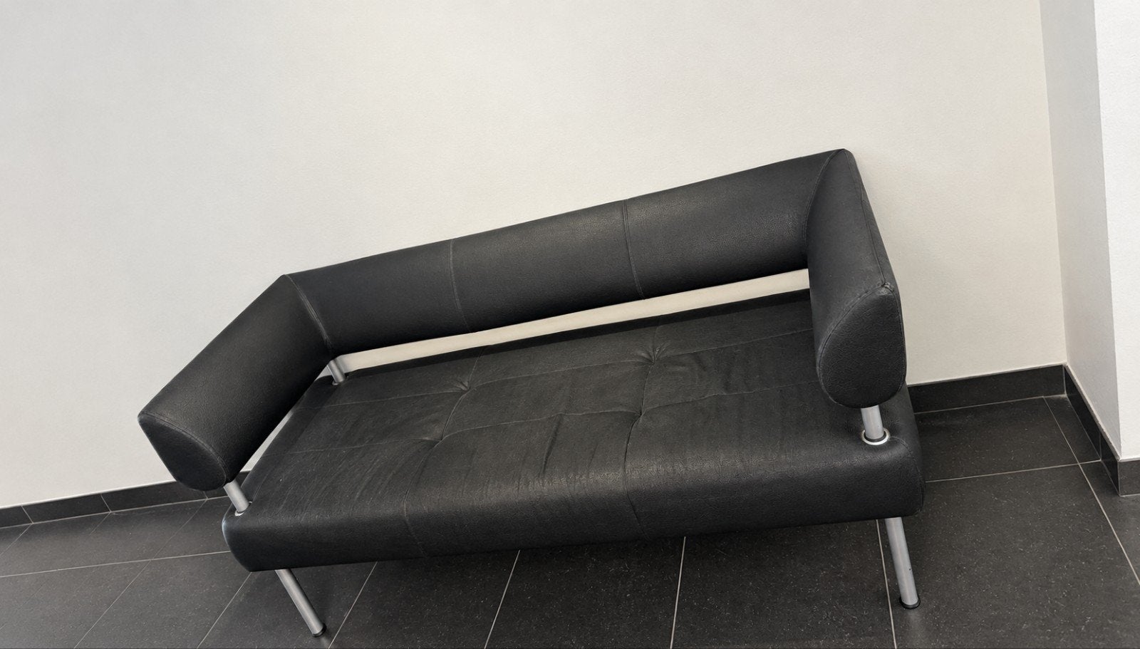 zwart lederen sitland sofa van  Sergio Bellin, 1999!, Ophalen, Gebruikt, Driepersoons