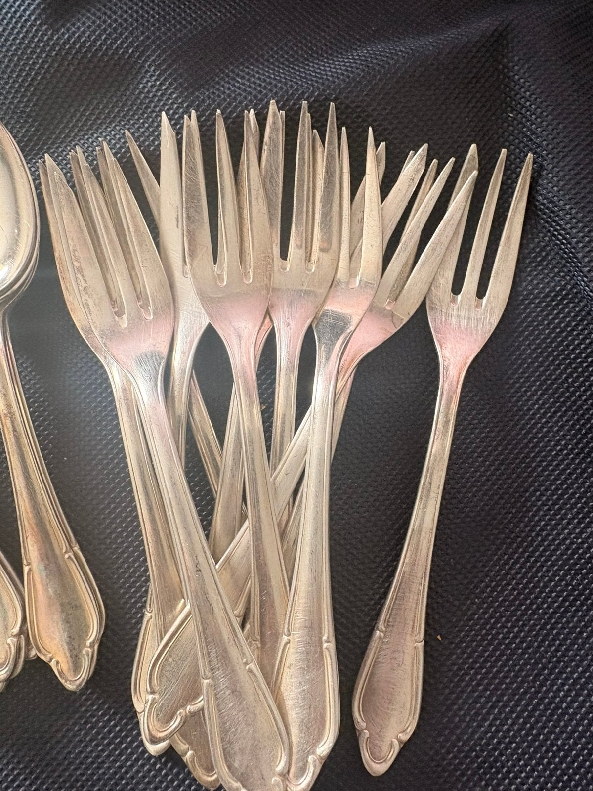 Set lepels. Zilverkleurige metalen vork. Christofle, Ophalen