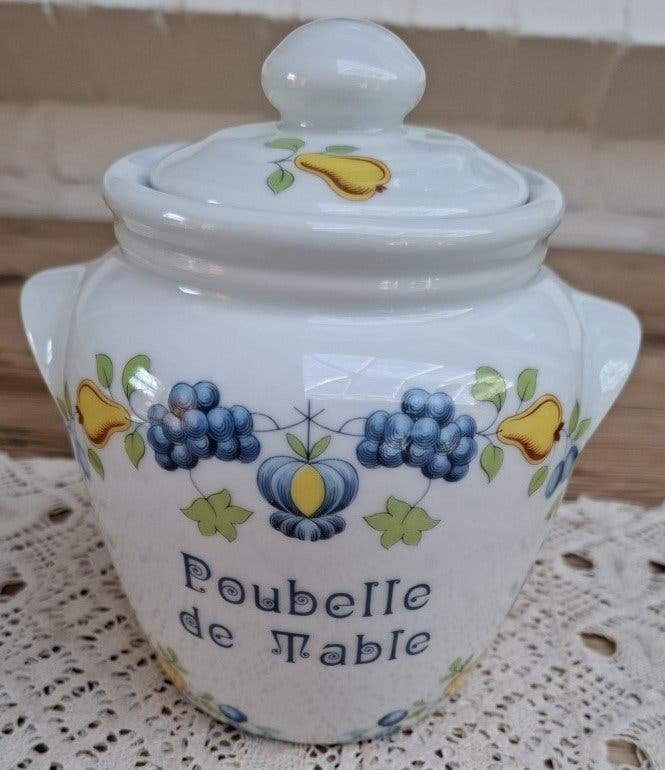 Vintage Franse porseleinen, Poubelle de Table, fruit motief, Ophalen of Verzenden