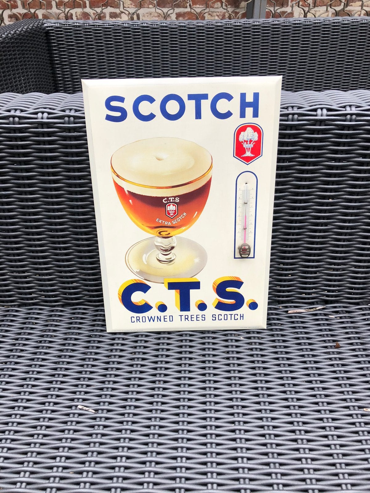 Blikken reclamebord Scotch C.T.S. thermometer, Ophalen of Verzenden, Zo goed als nieuw, Reclamebord