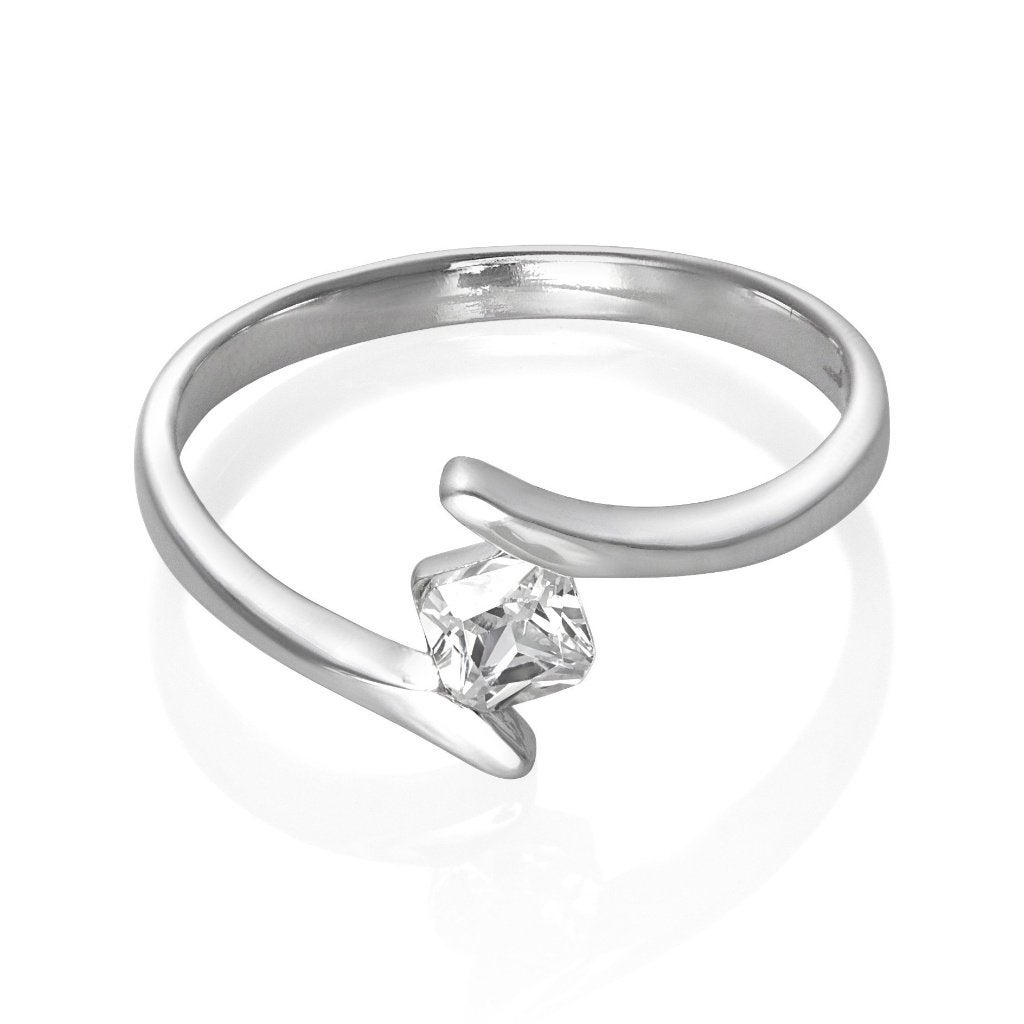 925 Zilveren ring met vierkant zirkonia - OP=OP - UITVERKOOP, Handtassen en Accessoires, 18 tot 19, Nieuw, Ophalen of Verzenden