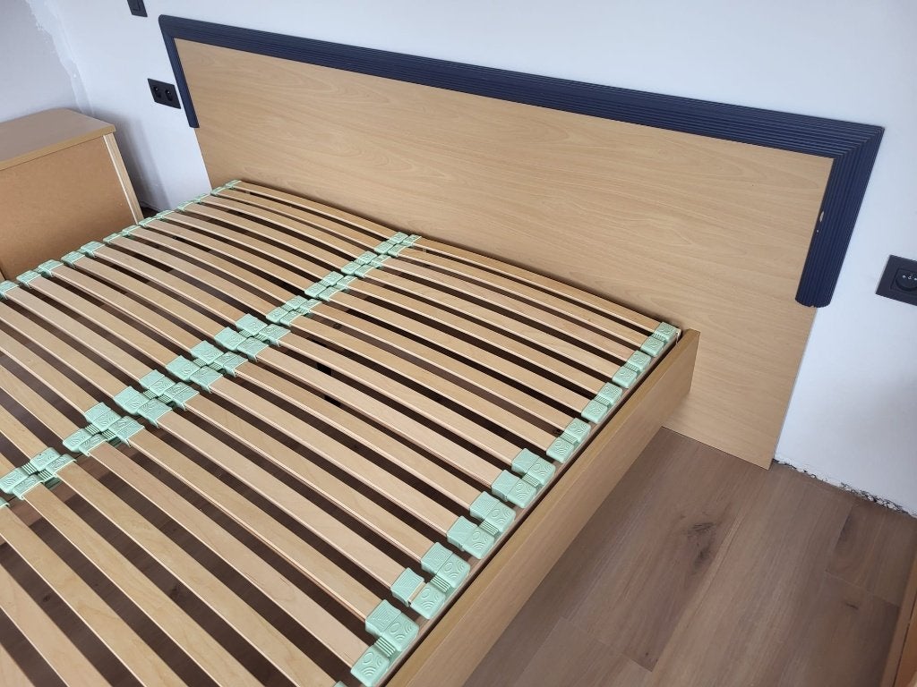 Bed excl matras, Maison & Meubles, Chambre à coucher | Lits, Beige, Comme neuf, Enlèvement, 200 cm
