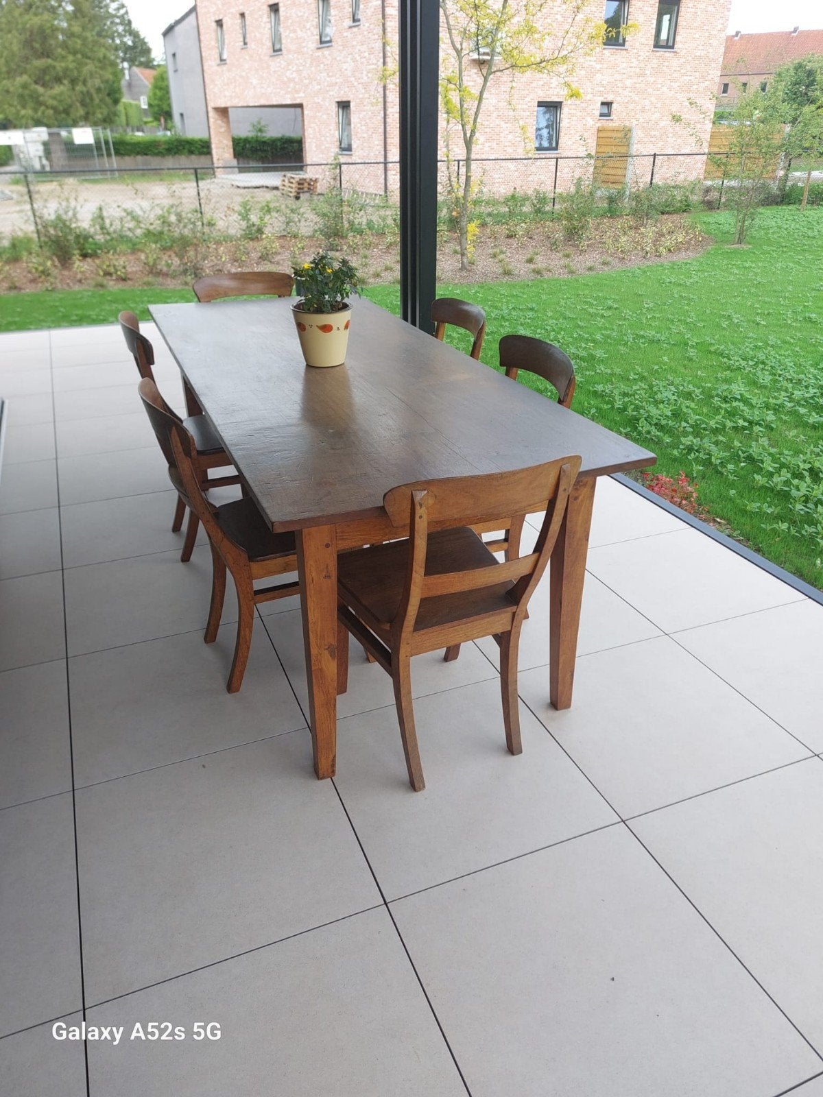 Massief teaken tafel met 6 stoelen, Ophalen