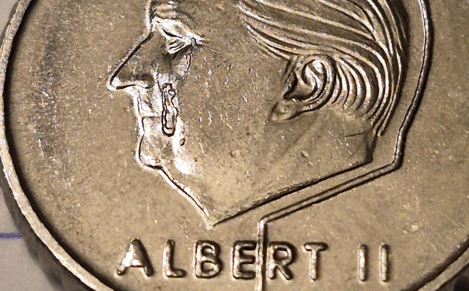 50 frank met misslag 2 kanten Euro 2000 vl Albert met traan, Timbres & Monnaies, Monnaies | Belgique, Enlèvement ou Envoi, Autre