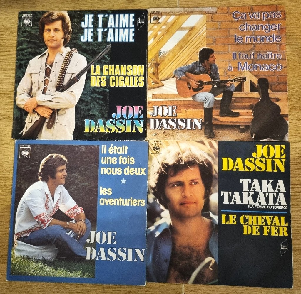 4 disques vinyles 45 t Joe Dassin exc.état; pos achat séparé, Cd's en Dvd's, Vinyl Singles, Ophalen of Verzenden