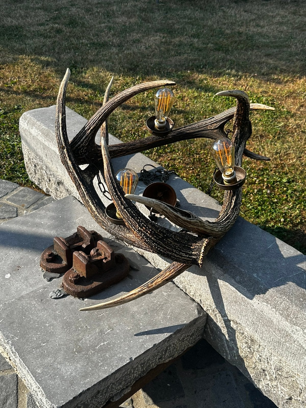 Zware gewei luster, Antiek en Kunst, Curiosa en Brocante, Ophalen
