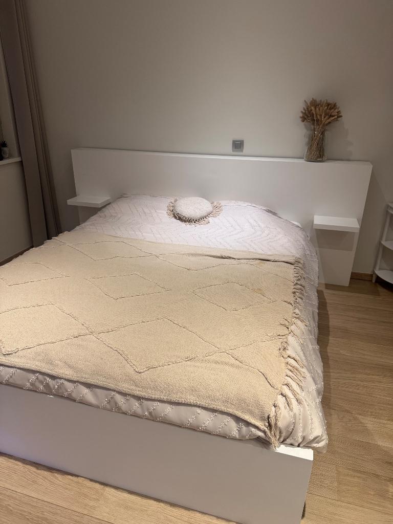 Bed, Huis en Inrichting, Ophalen, Gebruikt, Wit, Tweepersoons