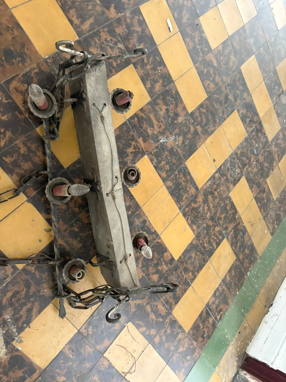 Antieke  verlichting, Huis en Inrichting, Lampen | Kroonluchters, Ophalen, Gebruikt, Hout