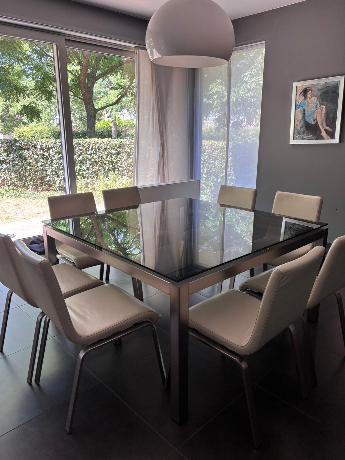 Table design — verre et métal, Enlèvement, Comme neuf, Verre