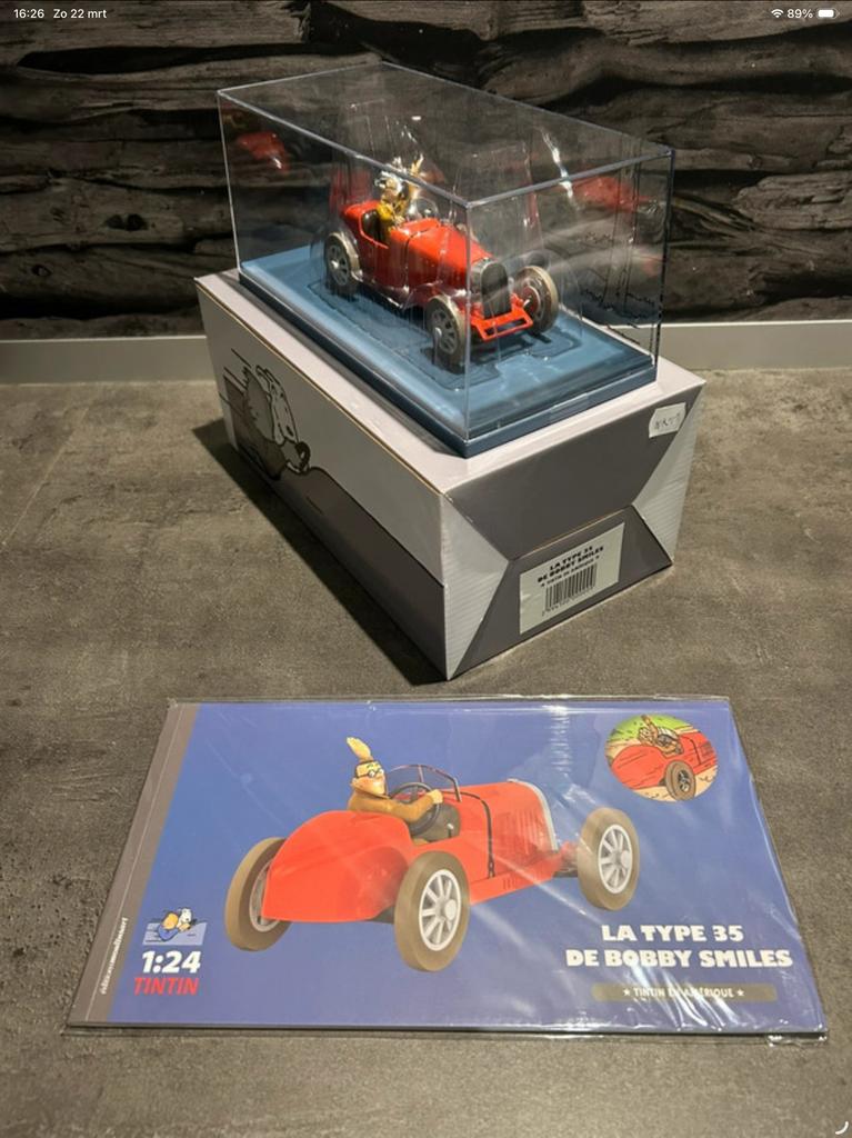 1:24 Kuifje auto voiture Tintin De Bugatti van Bobby Smiles, Verzenden, Nieuw, Auto, Overige merken
