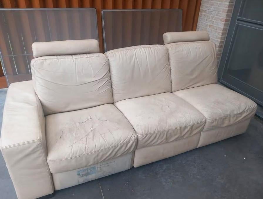 Gratis leren zetel, Maison & Meubles, Canapés | Salons, Utilisé, Banc droit, Trois personnes, 150 à 200 cm, 75 à 100 cm, Cuir