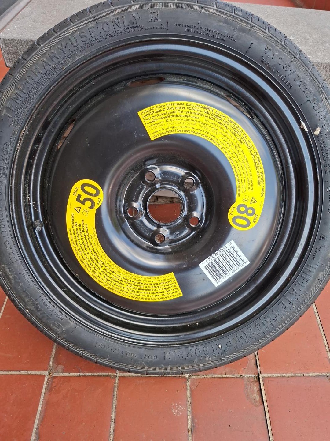 Roue de secours Volkswagen neuve., Enlèvement