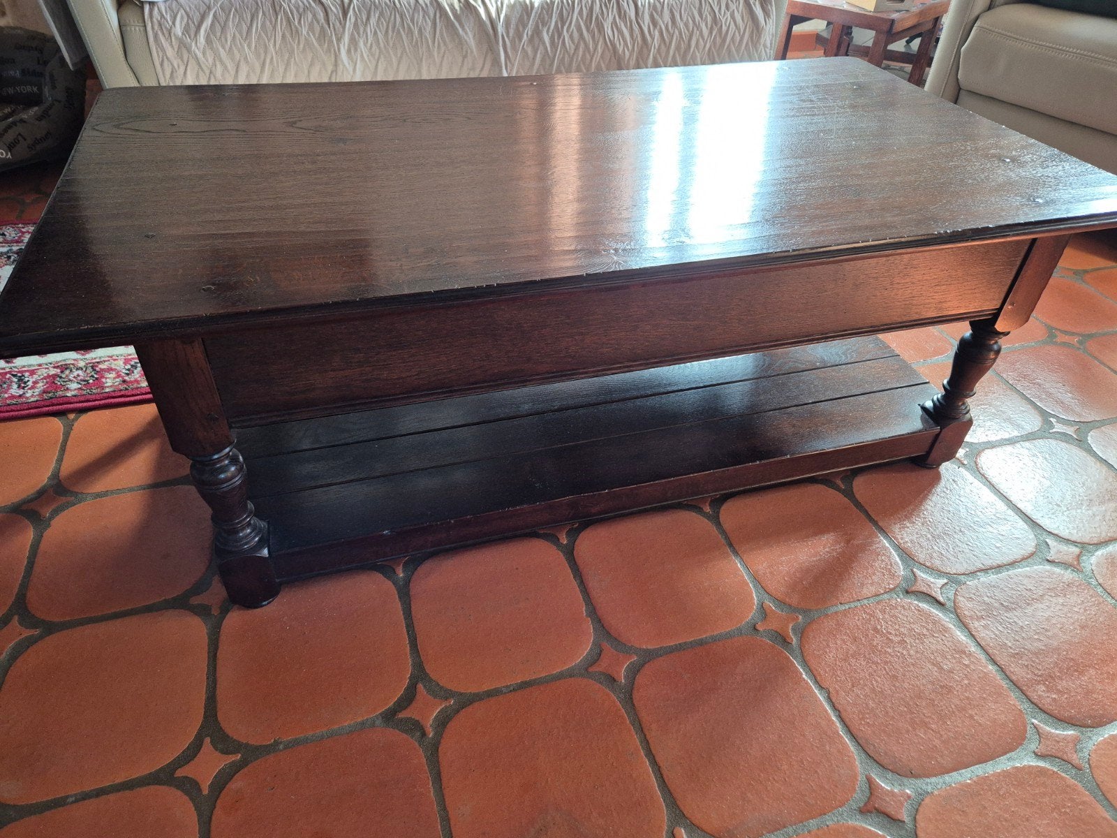 eiken salontafel, Ophalen, 100 tot 150 cm, Eikenhout, 50 tot 100 cm
