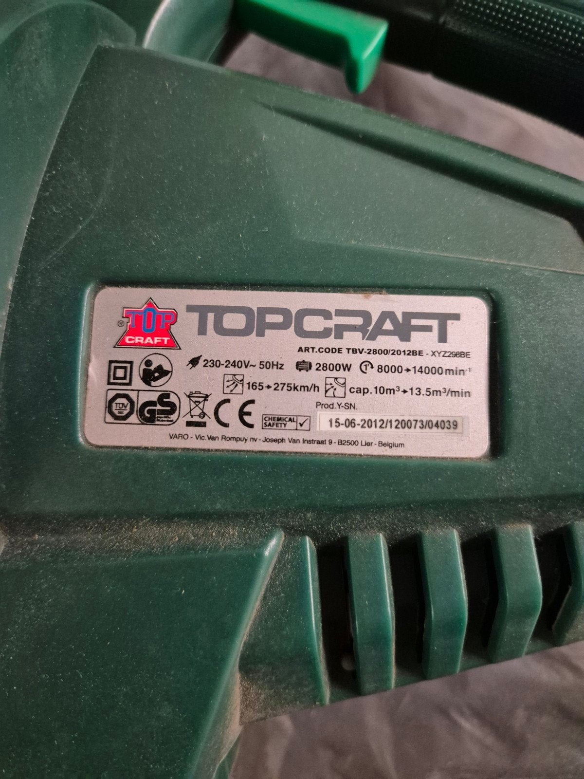 Souffleur à feuilles/aspirateur TopCraft avec sac de collect, Avec sac de ramassage, Électrique, Topcraft, Porté à la main