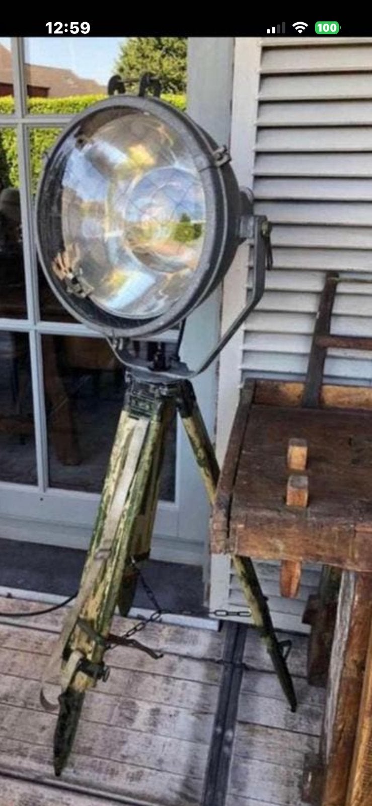 Grote oude lamp , militair zoeklicht van het merk Philips, Enlèvement, Comme neuf