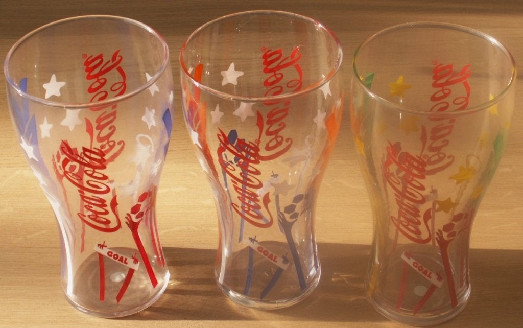 Set van 3 Coca-Cola contour glazen WK Zuid-Afrika vuvuzela, Ophalen of Verzenden, Nieuw