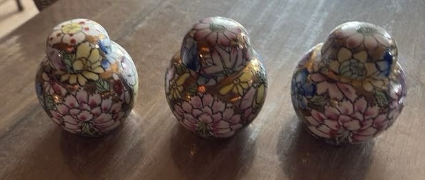 Set van 3 Vintage Chinese Gemberpotjes – porselein hoogte7cm, Antiek en Kunst, Antiek | Vazen, Ophalen of Verzenden