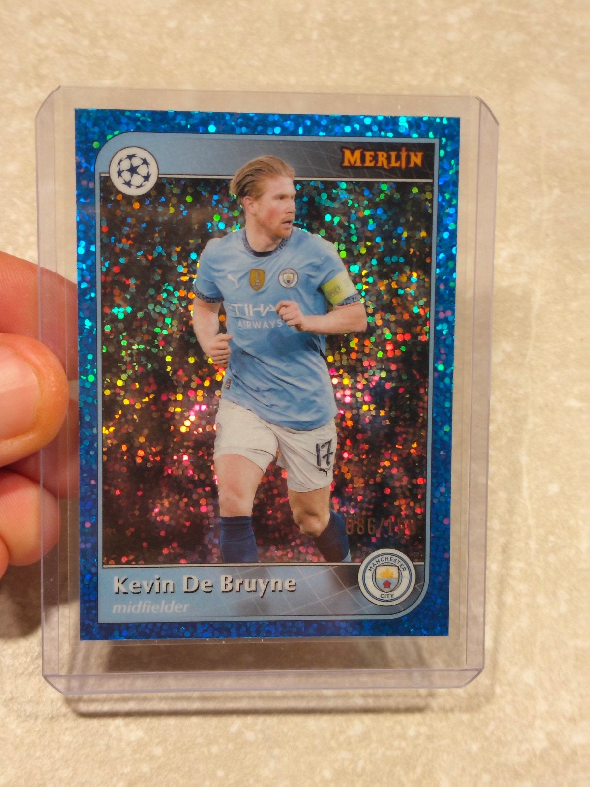 Topps Merlin Kevin de Bruyne Manchester city genummerd, Ophalen of Verzenden