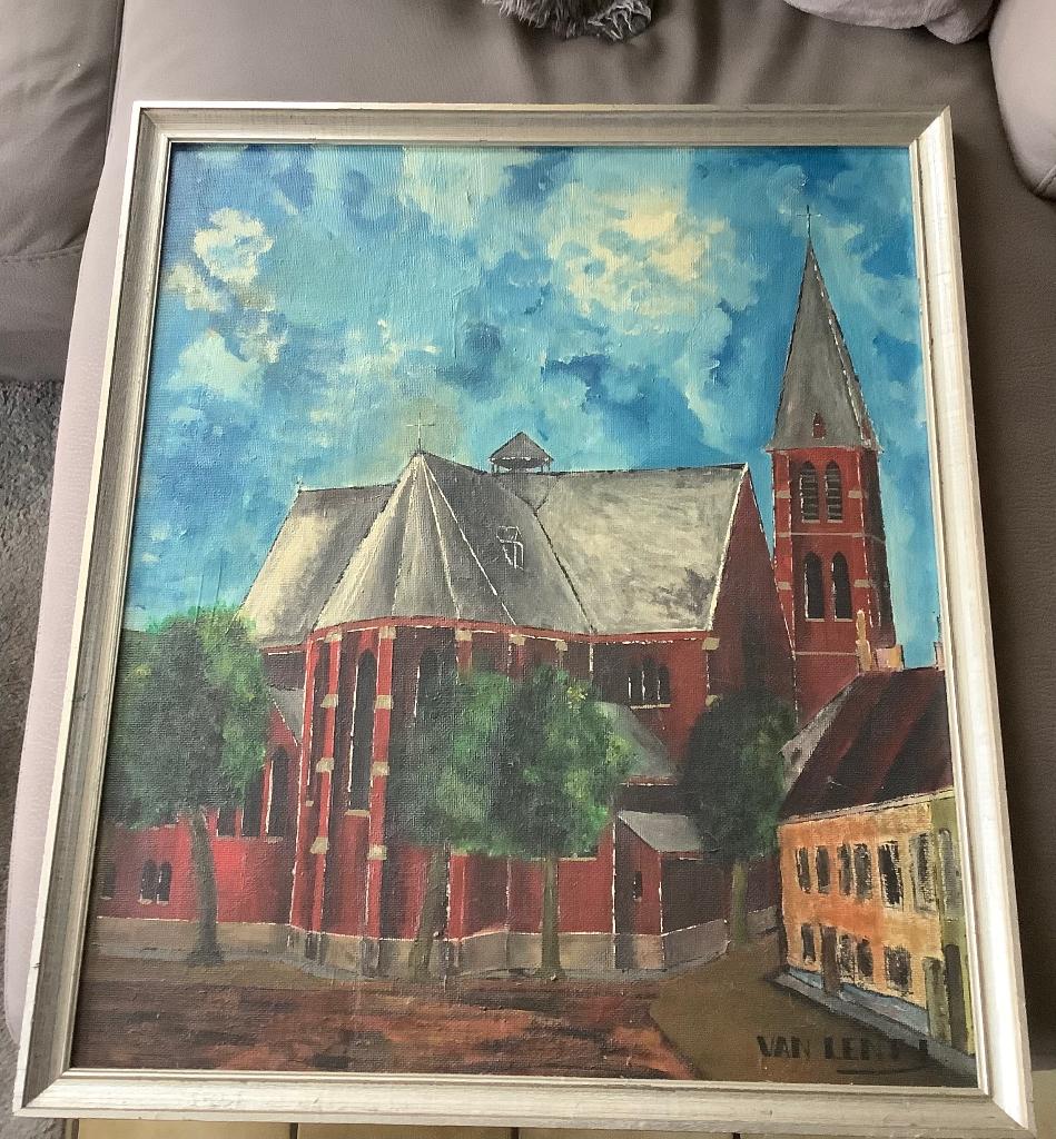 Schilderij op paneel - Sint-Martinuskerk 1978, Antiek en Kunst, Ophalen