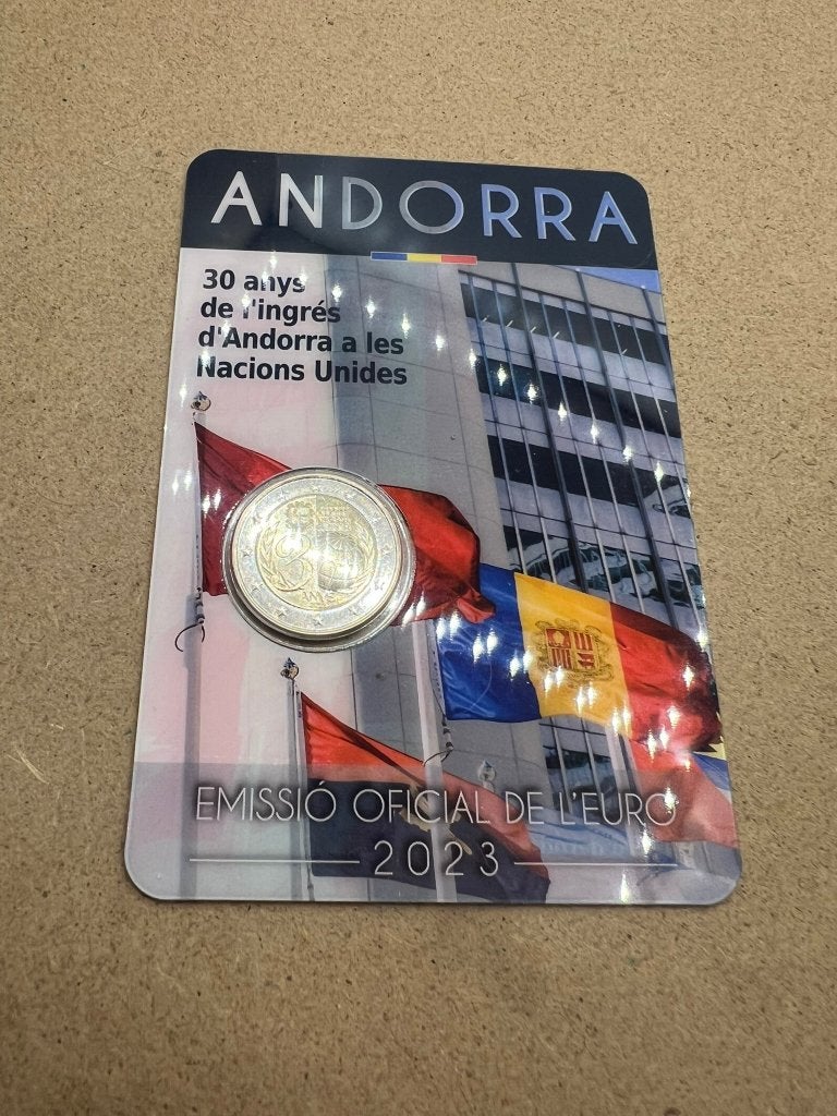 munt Andorra 30 years since Andorra joined the UN, Postzegels en Munten, Munten | Europa | Euromunten, Ophalen of Verzenden, 2 euro
