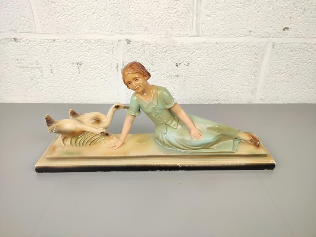 Gipsen art deco beeld, Ophalen of Verzenden, Art deco, Gips, Beeld